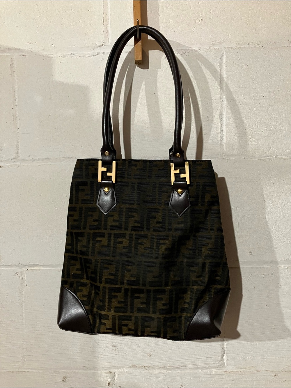 designer inspired black and brown tote *not authentic*